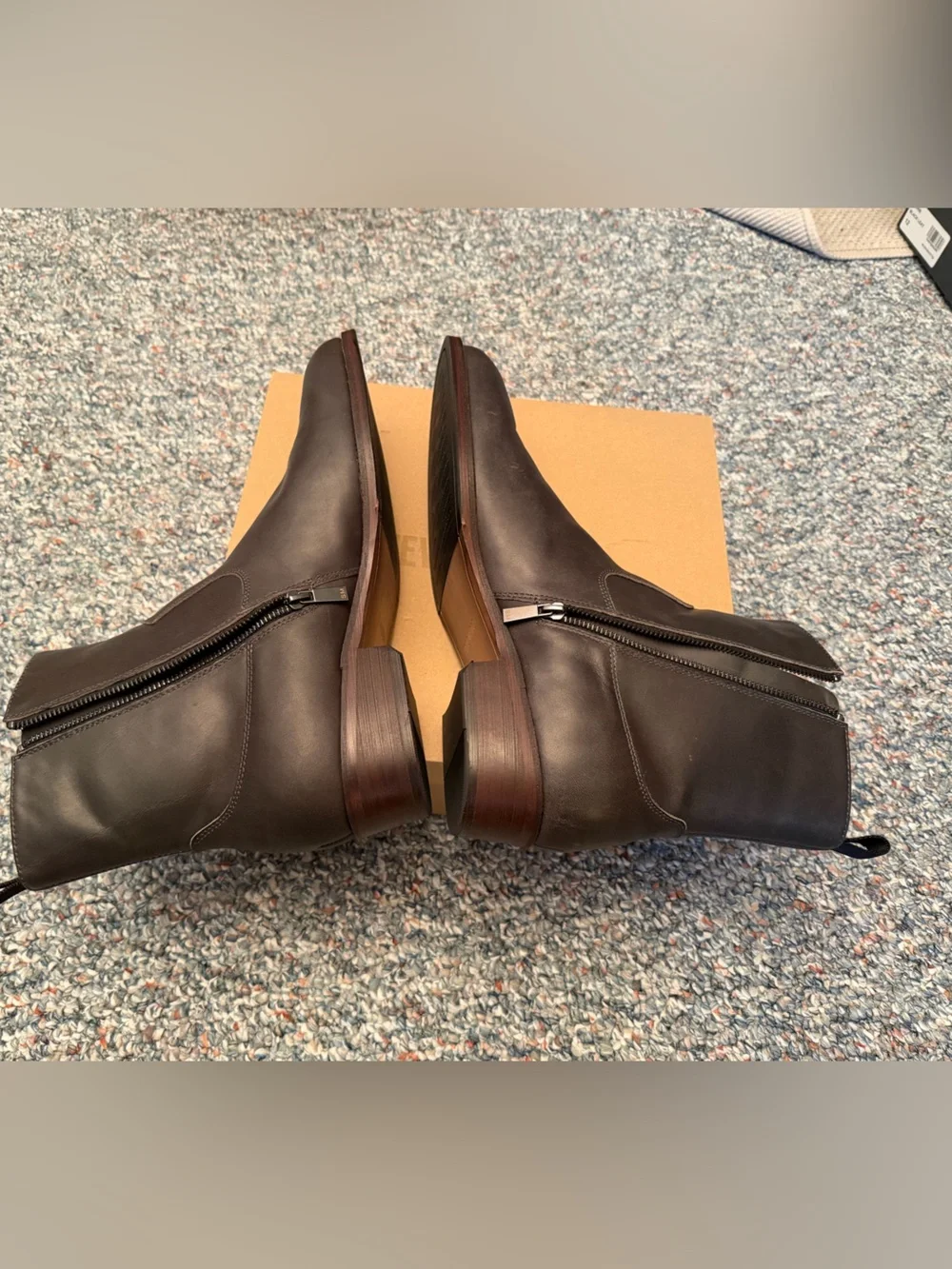 Men’s Steve Madden Hendrik dress boots size 12 black/grey leather zipper new NIB